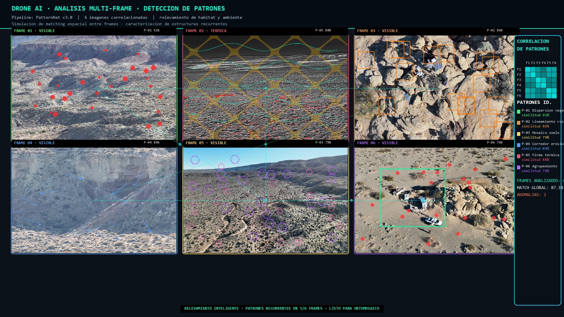 Imagen 7: Análisis de patrones espaciales entre frames (PatternNet) y con índices de aptitud de hábitat.